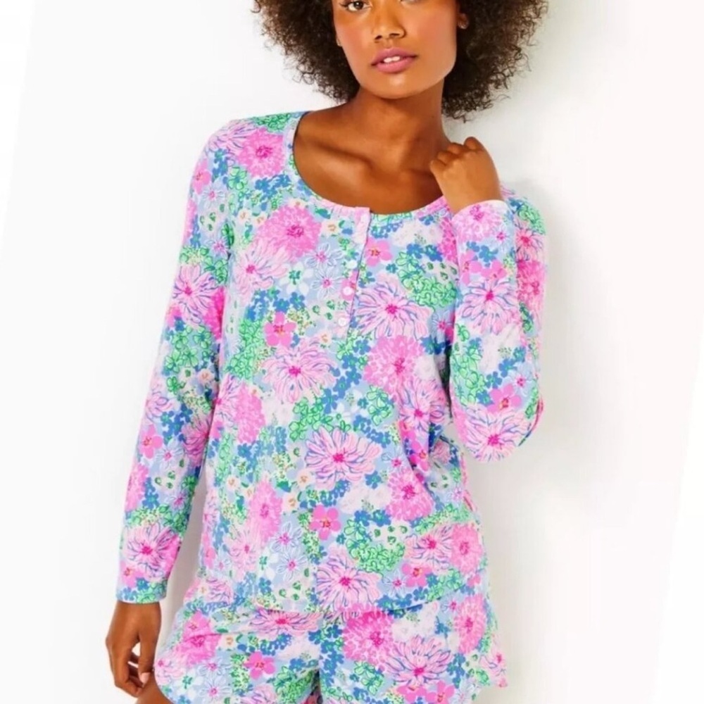 Lilly Pulitzer Soiree All Day Pajama Top Sz Large floral